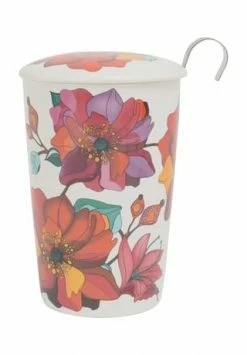Eigenart Teebecher "Poppy", Deckel, Filter ROT/ WEISS