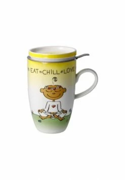 Goebel Teetasse Mit Deckel Und Sieb Der Kleine Yogi - "Eat Chill Love" Bunt