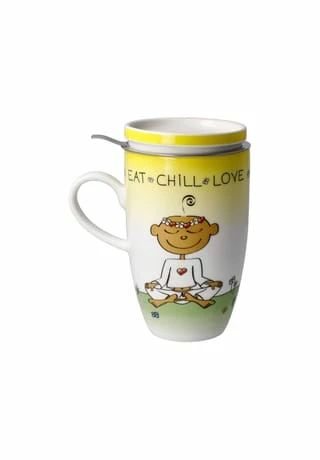 Goebel Teetasse Mit Deckel Und Sieb Der Kleine Yogi - "Eat Chill Love" Bunt 6 Goebel Teetasse Mit Deckel Und Sieb Der Kleine Yogi - "Eat Chill Love" Bunt – Bild 4