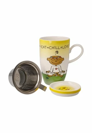 Goebel Teetasse Mit Deckel Und Sieb Der Kleine Yogi - "Eat Chill Love" Bunt 10 Goebel Teetasse Mit Deckel Und Sieb Der Kleine Yogi - "Eat Chill Love" Bunt – Bild 8