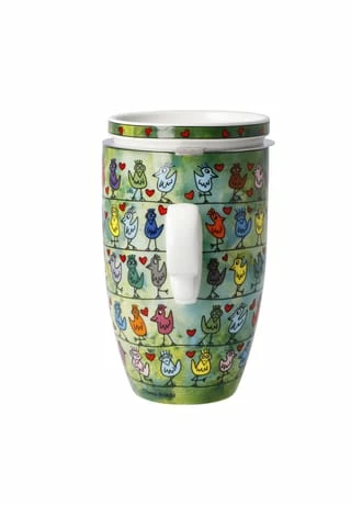 Goebel Teetasse Mit Deckel Und Sieb James Rizzi - Birds On A Love Wire Bunt 5 Goebel Teetasse Mit Deckel Und Sieb James Rizzi - Birds On A Love Wire Bunt – Bild 3
