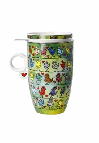 Goebel Teetasse Mit Deckel Und Sieb James Rizzi - Birds On A Love Wire Bunt 6 Goebel Teetasse Mit Deckel Und Sieb James Rizzi - Birds On A Love Wire Bunt – Bild 4