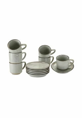 LOBERON Tasse Mit Untertasse 6er Set Biarré Grau 3 LOBERON Tasse Mit Untertasse 6er Set Biarré Grau