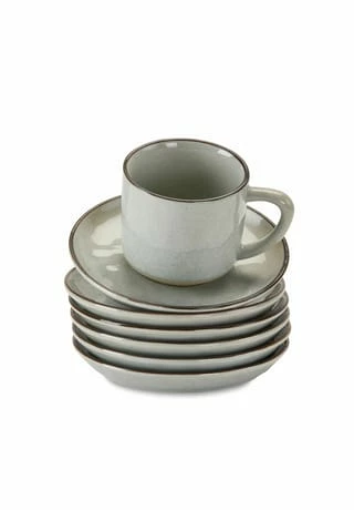 LOBERON Tasse Mit Untertasse 6er Set Biarré Grau 4 LOBERON Tasse Mit Untertasse 6er Set Biarré Grau – Bild 2