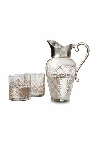 LOBERON Karaffe Mit Gläsern Roseline Klar/silber 3 LOBERON Karaffe Mit Gläsern Roseline Klar/silber