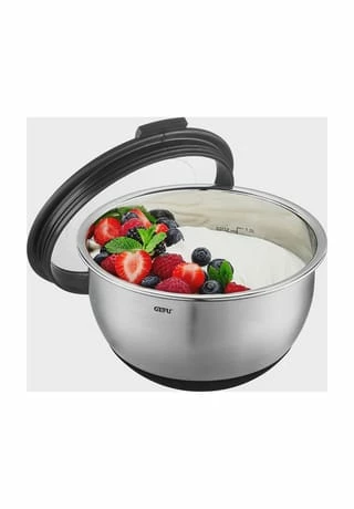 GEFU® Edelstahlschüssel "Mouvo", Deckel, 1 L, Ø 16 Cm Gesamt: Höhe 11,2cm, Durchmesser 16cm 3 GEFU® Edelstahlschüssel "Mouvo", Deckel, 1 L, Ø 16 Cm Gesamt: Höhe 11,2cm, Durchmesser 16cm